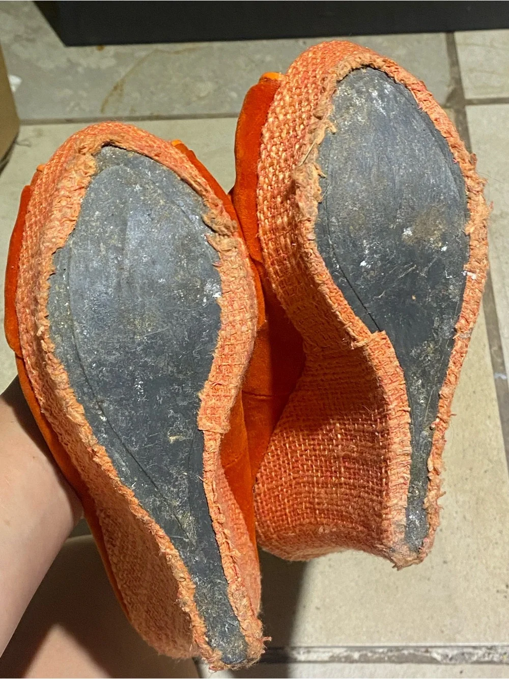 Styluxe Bright Orange Suede Peep-Toe Platform Wedges with Bow-Tie Front